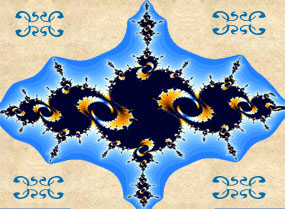 A blue and gold Julia fractal image